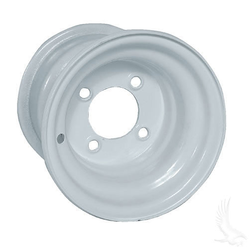 Steel, White, 8x7 Standard Standard 8" Golf Cart Wheel