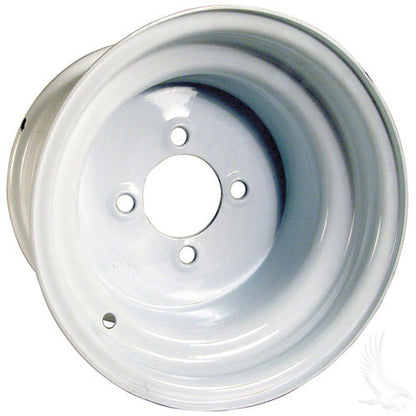 Steel, White, 10x7 3:4 offset Standard 10" Golf Cart Wheel