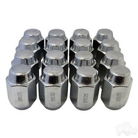 Lug Nut, BOX OF 16, Chrome Closed End Metric 12mm-1.25, OD 3/4"