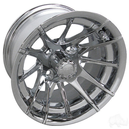 RX107, 12 Spoke, Chrome w/ Center Cap, 12x6 Centered