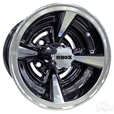 RHOX RX145, Machined Black w/ Center Cap, 10x7 ET-26