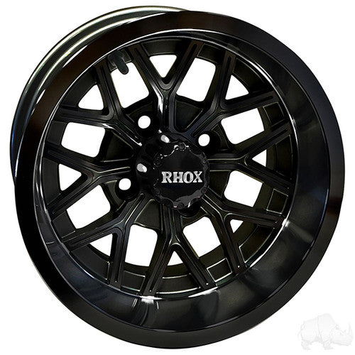 RHOX RX283, Gloss Black w/ Center Cap, 12x7 ET-43