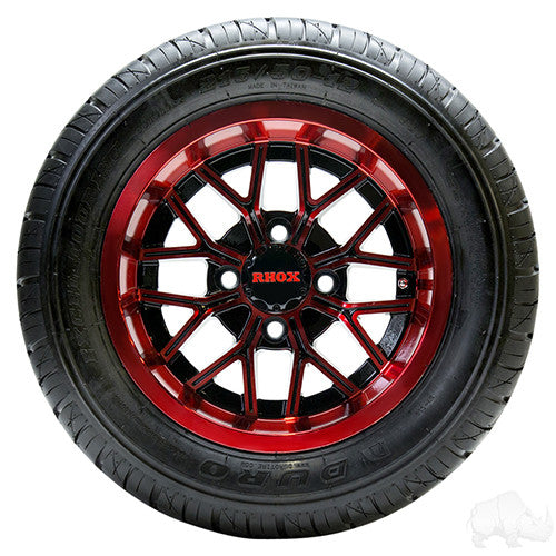 RHOX RX284, Gloss Black with Red, 12x6 ET-10