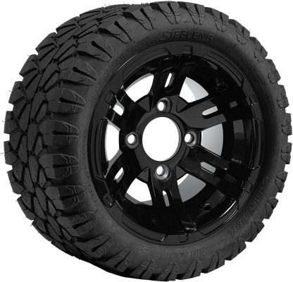 TR1004-WH1001 - SGC 10″ Bulldog Glossy Black Wheel and STINGER Hybrid AT Tire Combo