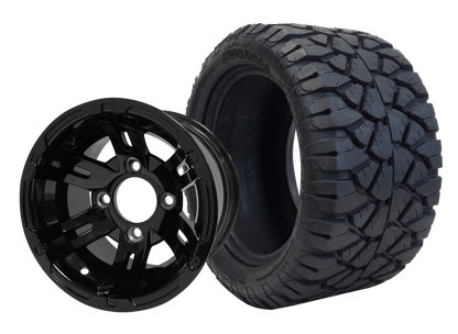 TR1004-WH1001 - SGC 10″ Bulldog Glossy Black Wheel and STINGER Hybrid AT Tire Combo