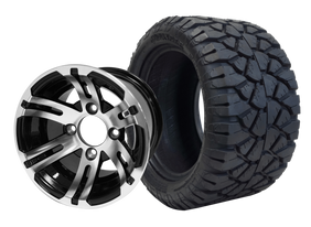 TR1004-WH1004 - SGC 10″ Bulldog Machined/Black Wheel and STINGER Hybrid AT Tire Combo