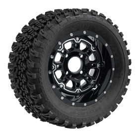 TR1005-WH1007 - SGC 10″ Panther Glossy Black Wheel and 22″ All Terrain Tire Combo