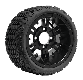 TR1008-WH1019 - SGC 10″ Vampire Glossy Black Wheel and 18x9-10 All Terrain Tire Combo