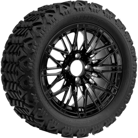 14" BEAST Hornet Glossy Black with 23x10-14 All-Terrain (DOT Approved) - Golf Cart Wheel & Tire Combo
