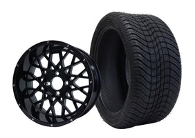 14" SGC Venom Glossy Black with 205/30-14 Low Profile - Golf Cart Wheel & Tire Combo