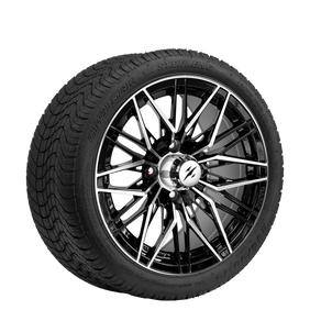 14" SGC Hornet Machined Black with 205/30-14 Low Profile - Golf Cart Wheel & Tire Combo