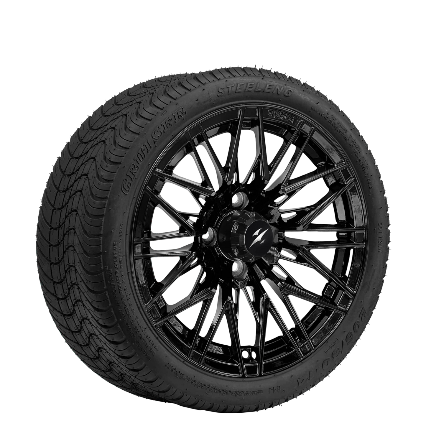 14" BEAST Hornet Glossy Black with 205/30-14 Low Profile - Golf Cart Wheel & Tire Combo