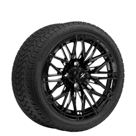14" BEAST Hornet Glossy Black with 205/30-14 Low Profile - Golf Cart Wheel & Tire Combo