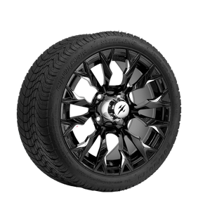 14" SGC Goblin Machined Black with 205/30-14 Low Profile - Golf Cart Wheel & Tire Combo