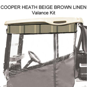 Red Dot Chameleon Valance With Cooper Heatehr Beige/Brown & Linen Sunbrella Fabric For Yamaha Drive2 (Years 2017-Up)