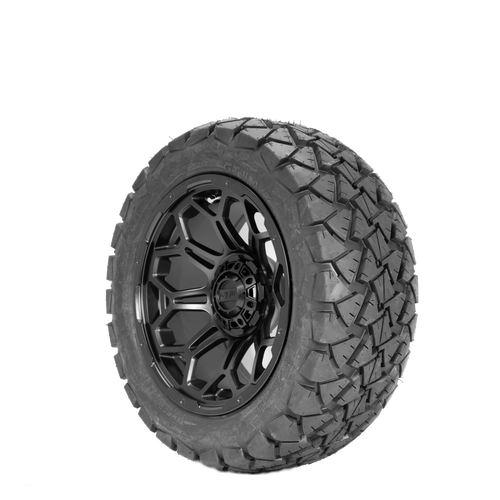 Bravo 14" Matte Black Finish with 22X10-14 Timberwolf Tire Set of 4