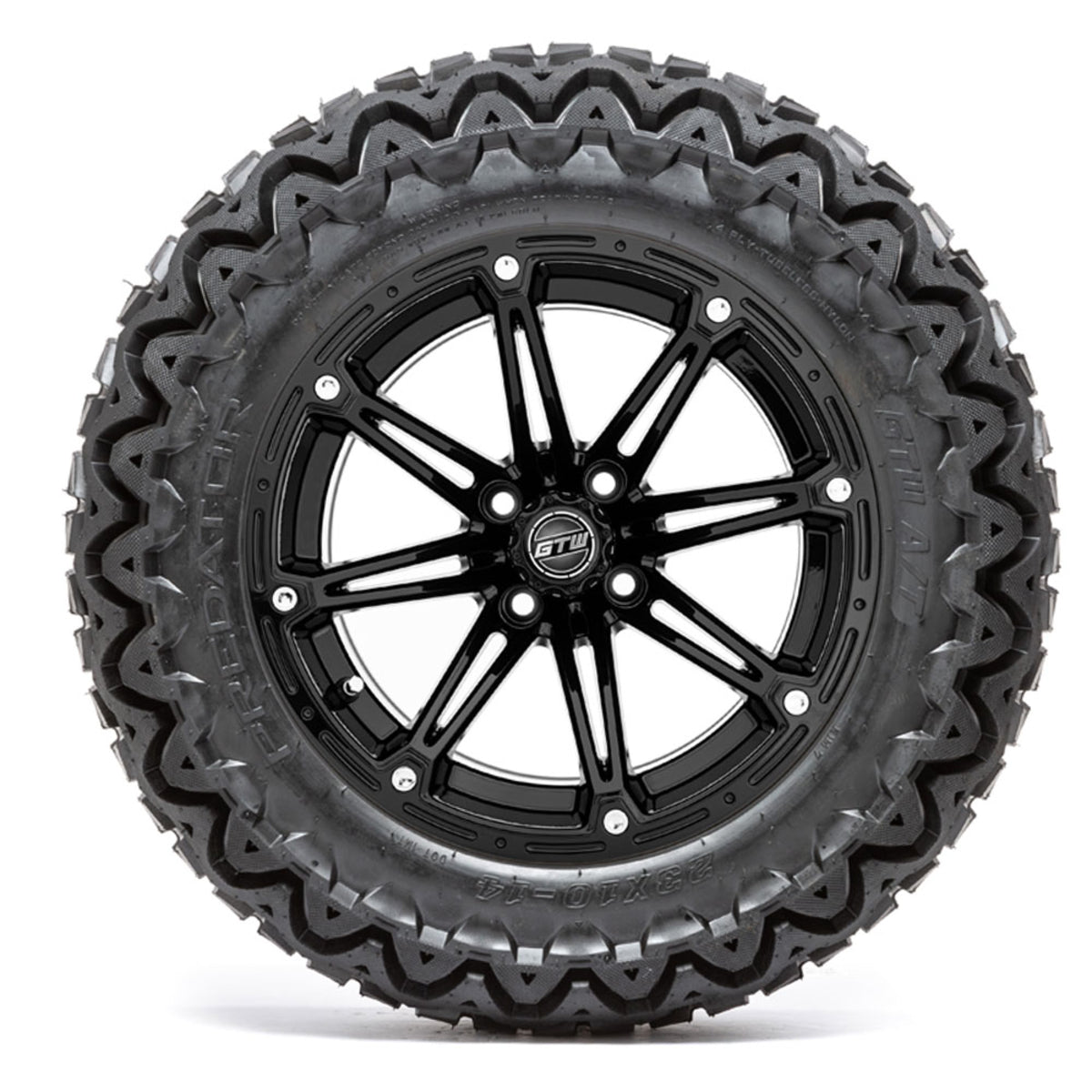 14” GTW Element Matte Black Wheels with 23” Predator A/T Tires – Set of 4