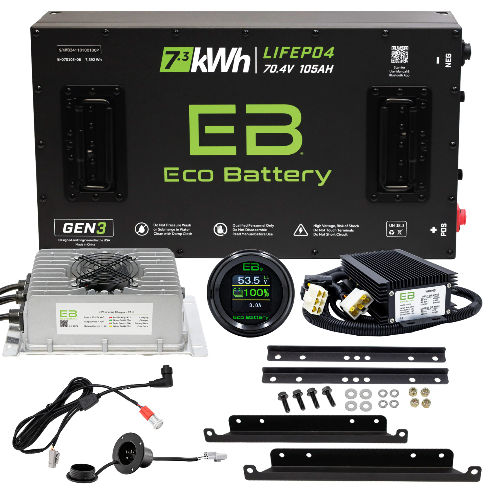 Eco Battery 70V - 105Ah GEN3 Lithium Battery Bundle - Choose Cart Model