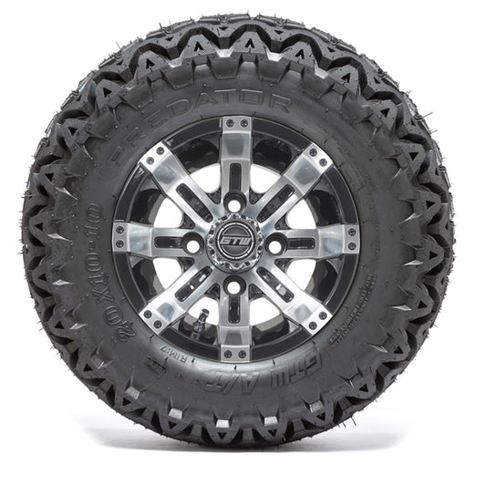 10” GTW Tempest Black and Machined Wheels with 20” Predator A/T Tires – Set of 4