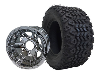 WH1002 10" Bulldog - Chrome and TR1007 20" X10 -10 DOT All Terrain Tire