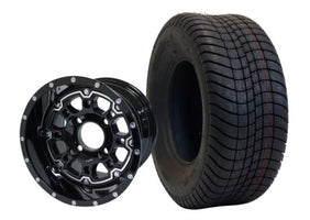 WH1007-TR1012 - SGC 10″ Panther Glossy Black Wheel and STINGER Tire Combo