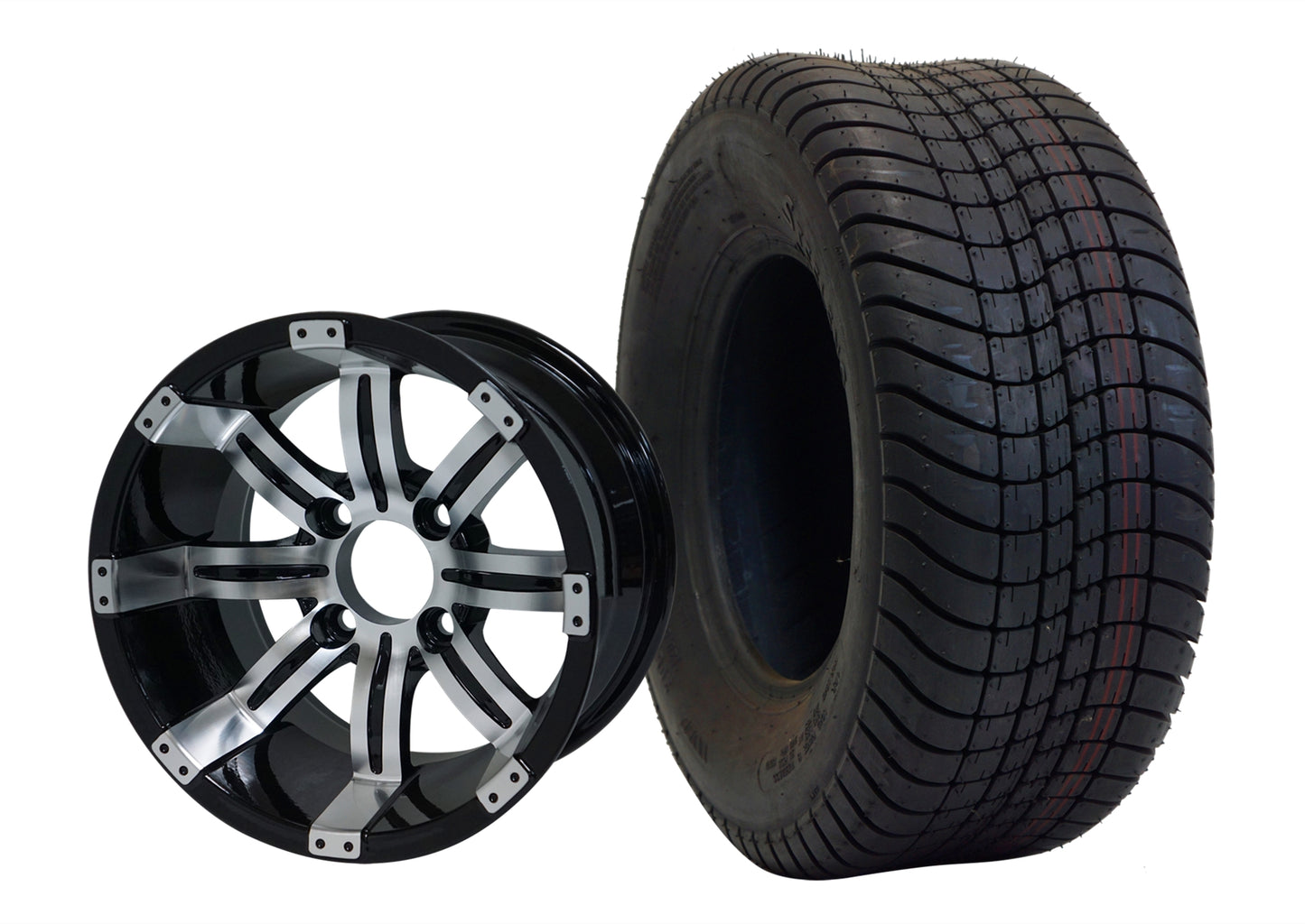 10" SGC Tempest Machined/Black Aluminum Alloy Wheel and 205/65-10 Comfort Ride Street Tire Combo