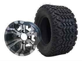 TR1008-WH1021 -SGC 10″ Vampire Machined/Gunmetal Wheel and 18″ All Terrain Tire Combo