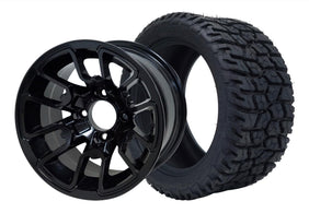 SGC 12" Lizard Glossy Black Wheel and 215/40-12 GATOR Hybrid Tire Combo
