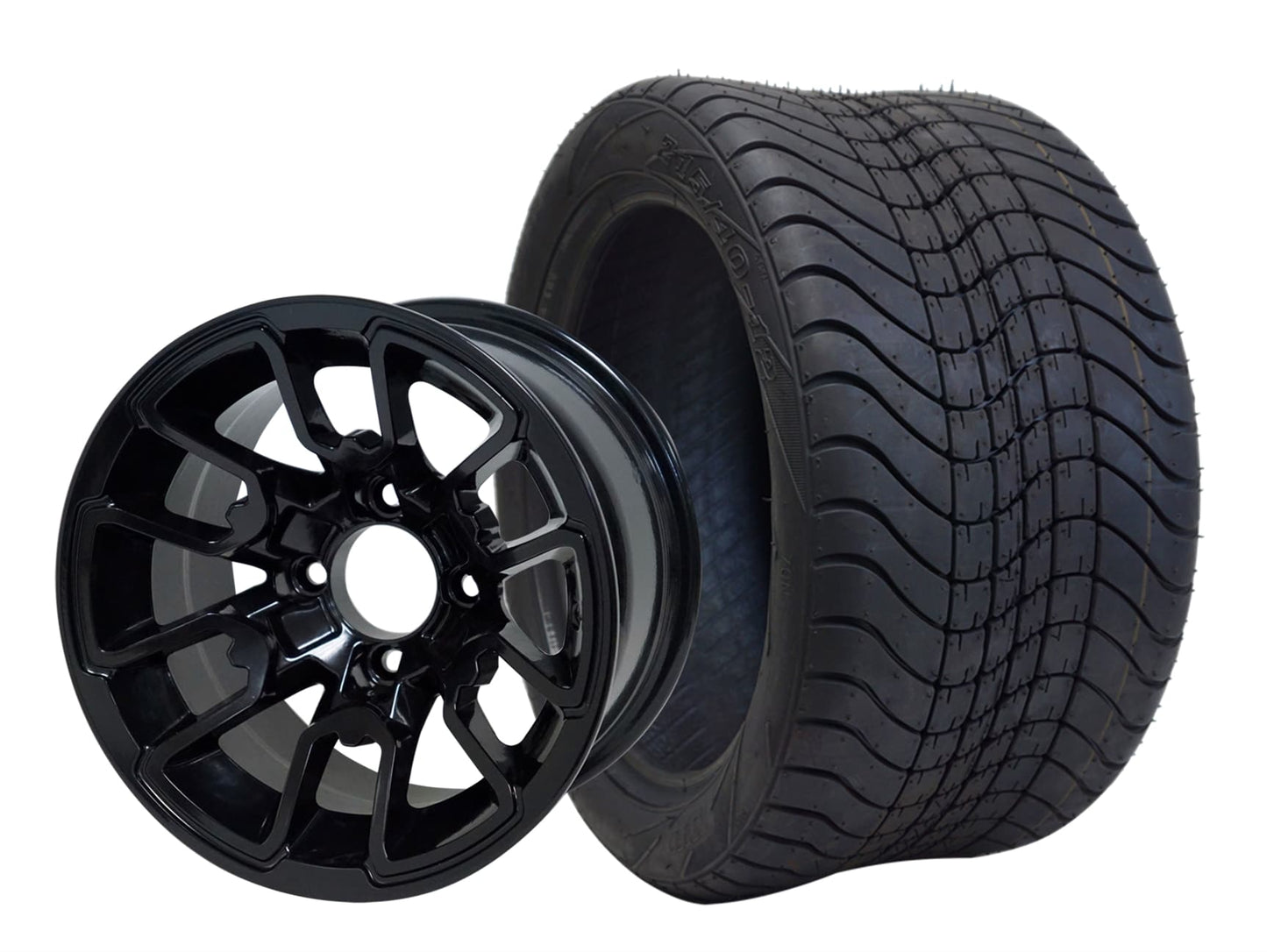SGC 12" Lizard Glossy Black Wheel and 215/40-12 DOT Approved Low Profile Tire Combo