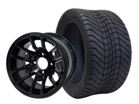 SGC 12" Lizard Glossy Black Wheel and 215/40-12 DOT Approved Low Profile Tire Combo
