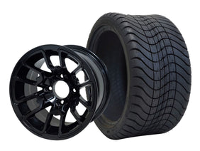 SGC 12" Lizard Glossy Black Wheel and 215/35-12 Low Profile Tire Combo