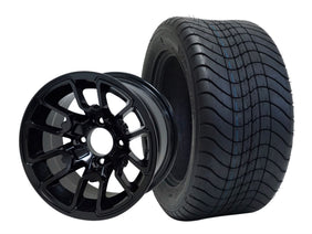 SGC 12" Lizard Glossy Black Wheel and 215/50-12 Comfort Ride Street Tire Combo