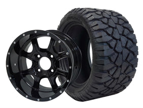 SGC 12" Night Stalker Glossy Black Wheel and 20x10-12 STINGER All Terrain Tire Combo