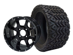 SGC 12" Night Stalker Glossy Black Wheel and 20" All Terrain Tire Combo