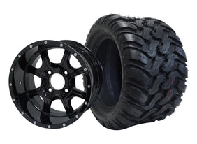 SGC 12" Night Stalker Glossy Black Wheel and 22" Mud Terrain Tire Combo