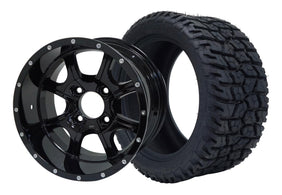SGC 12" Night Stalker Glossy Black Wheel and 215/40-12 GATOR Hybrid Low Profile All Terrain Tire Combo