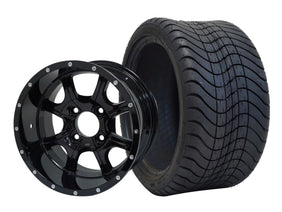SGC 12" Night Stalker Glossy Black Wheel and Tire Combo with 215/35-12 Low Profile Tires