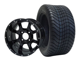SGC 12" Night Stalker Glossy Black Wheel and 215/50-12 Comfort Ride Street Tire Combo