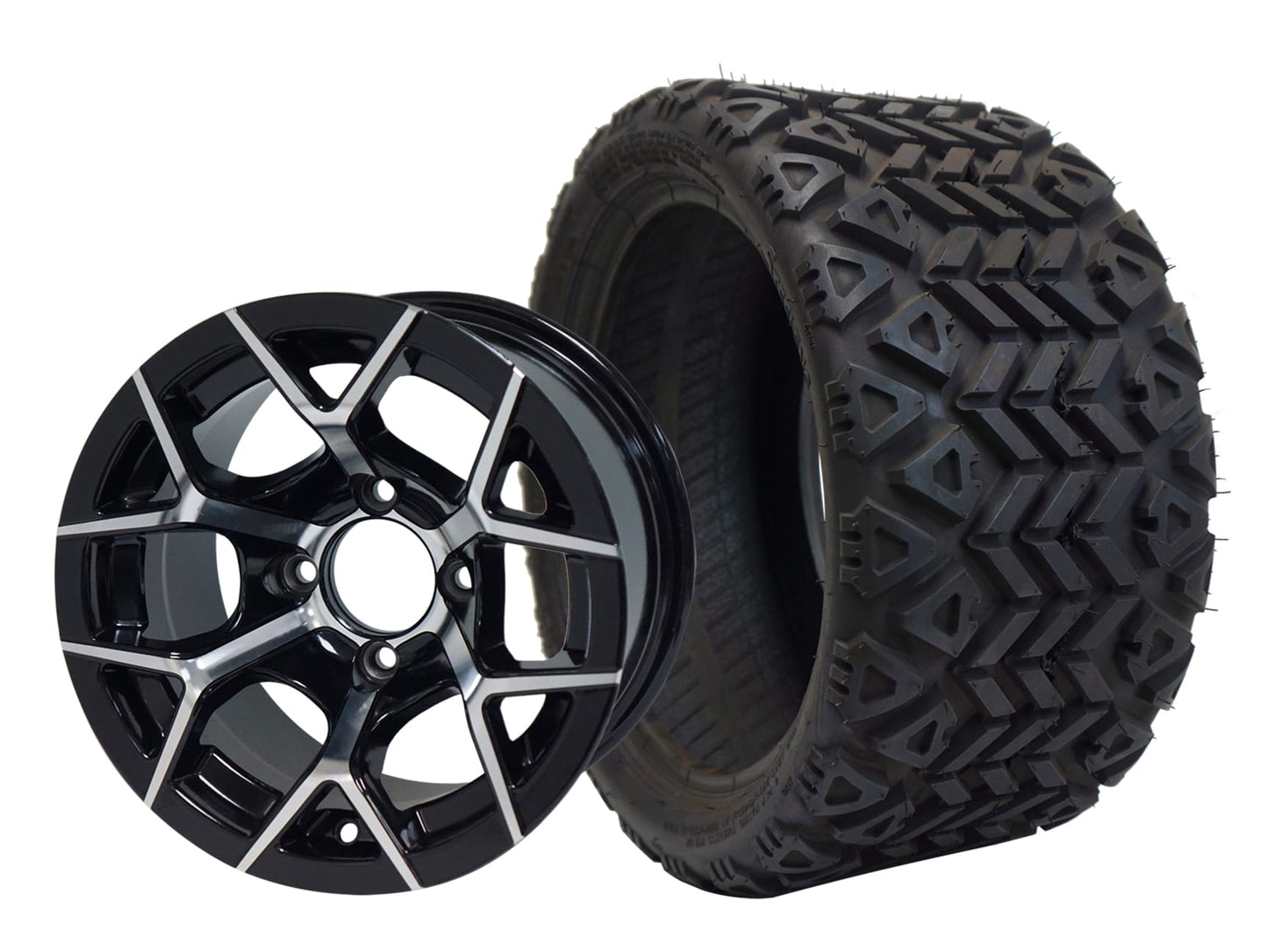 SGC 12" Rally Machined/Black Wheel and 18x8.5-12 All-Terrain Tire Combo