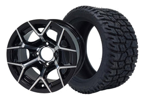 SGC 12" Rally Machined/Black Wheel and 215/40-12 GATOR Hybrid Low Profile All Terrain Tire Combo