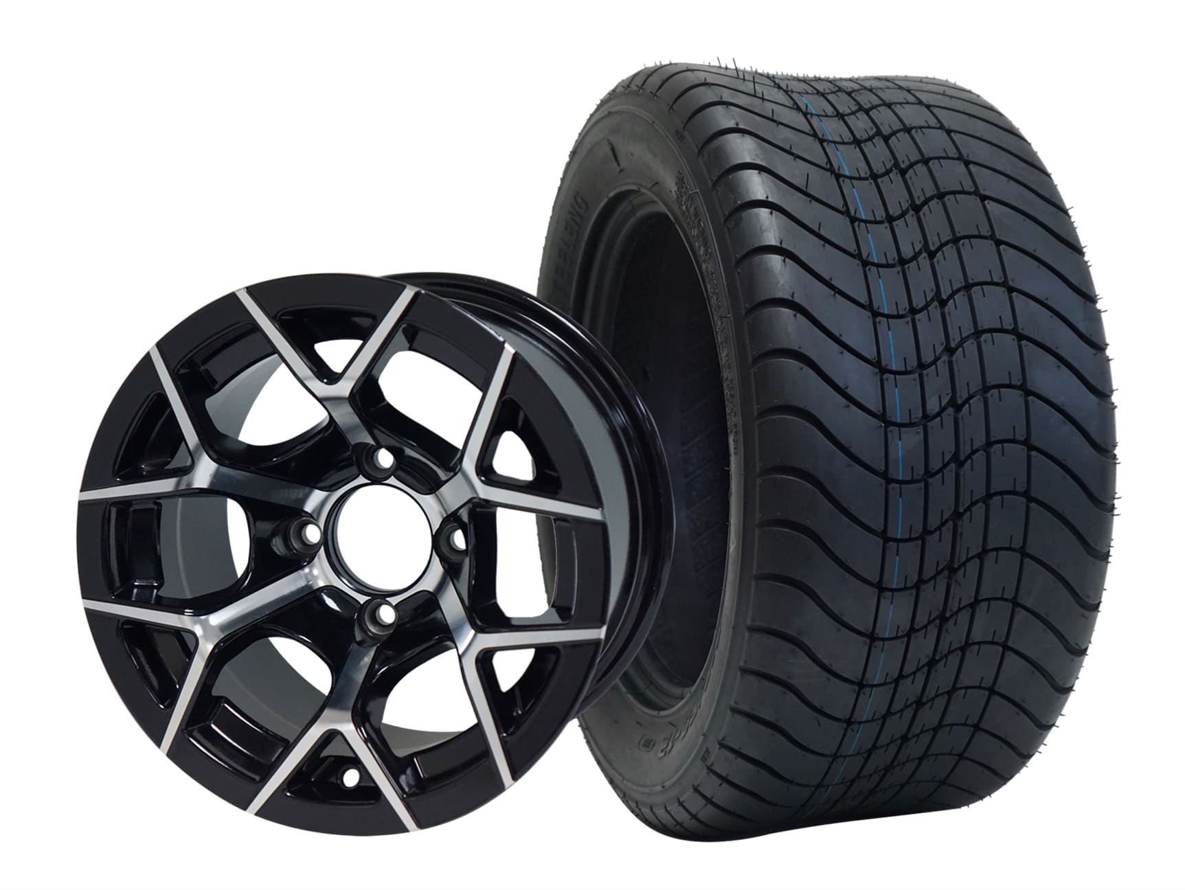 SGC 12" Rally Machined/Black Wheel and 215/50-12 Comfort Ride Street Tire Combo