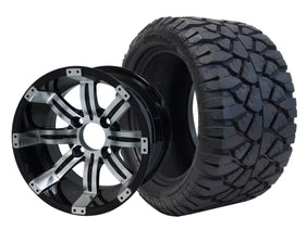 SGC 12" Tempest Machined Black Wheel and 20x10-12 STINGER All Terrain Tire Combo