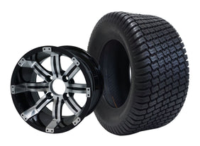 SGC 12" Tempest Machined Black Wheel and 23" Turf Tire Combo for Golf Carts