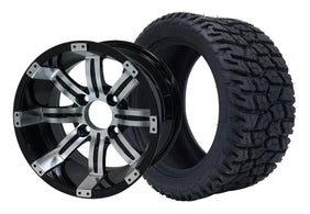 SGC 12" Tempest Machined Black Wheel and 215/40-12 GATOR Hybrid Tire Combo