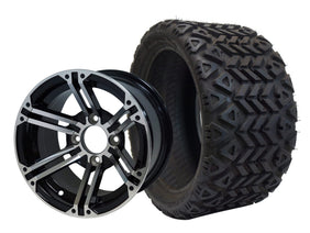 SGC 12" Terminator Machined/Black Wheel and 18" All-Terrain Tire Combo