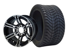 SGC 12" Terminator Machined/Black Wheel and 215/35-12 Low Profile Tire Combo