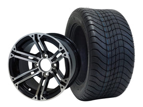 SGC 12" Terminator Machined/Black Wheel and 215/50-12 Comfort Ride Street Tire Combo