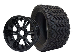 SGC 12" Vampire Glossy Black Wheel and 18x8.5-12 All-Terrain Tire Combo