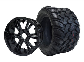 SGC 12" Vampire Glossy Black Wheel and 22" Mud Terrain Tire Combo