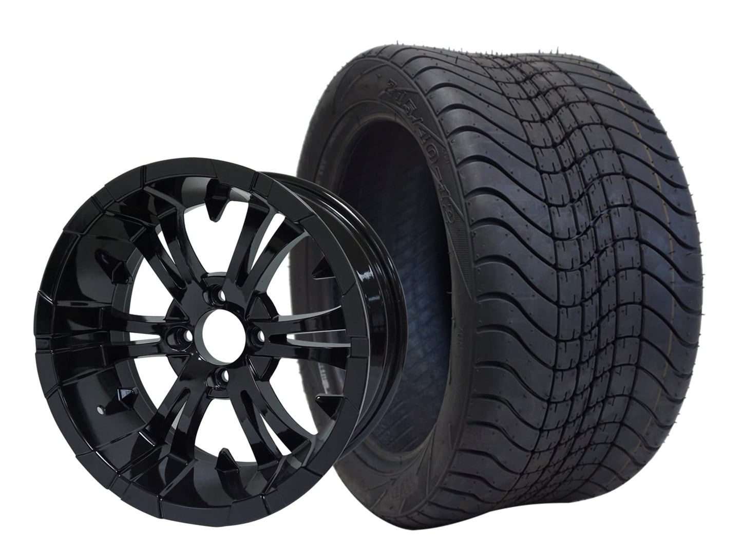 SGC 12" Vampire Glossy Black Wheel and 215/40-12 Low Profile Tire Combo